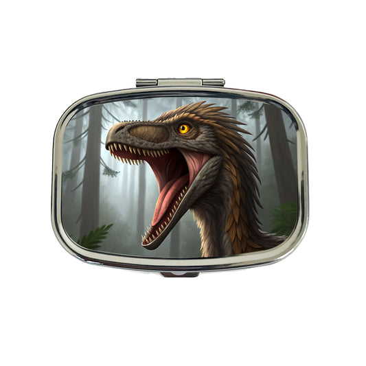 Roaring Troodon Dinosaur Forest Travel Pill Box Case