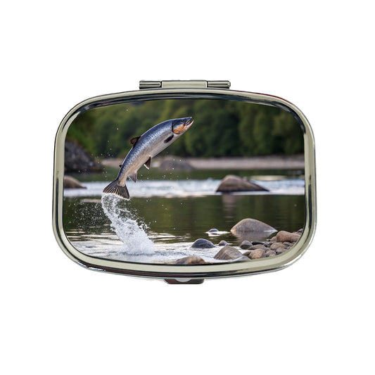 Salmon Fish Jumping Fishing Travel Pill Box Case