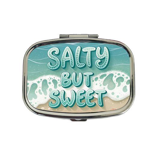 Salty But Sweet Sea Foam Ocean Beach Travel Pill Box Case