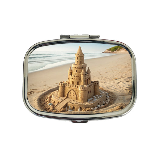 Sandcastle On Beach Cute Travel Pill Box Case
