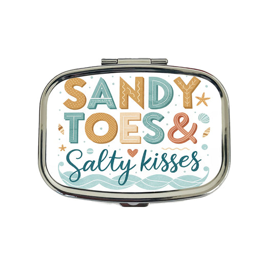 Sandy Toes Salty Kisses Ocean Beach Travel Pill Box Case