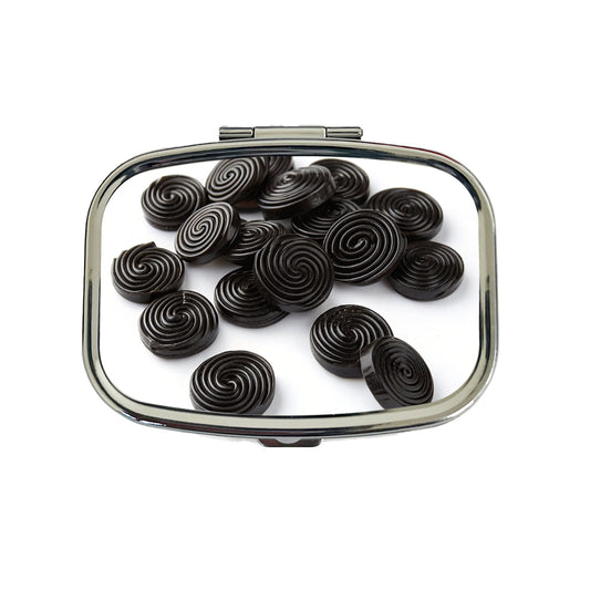 Scattered Black Licorice Travel Pill Box Case