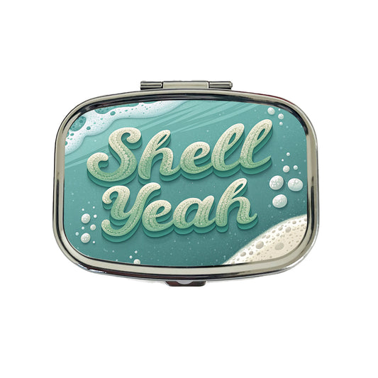 Shell Yeah Sea Foam Ocean Beach Funny Travel Pill Box Case