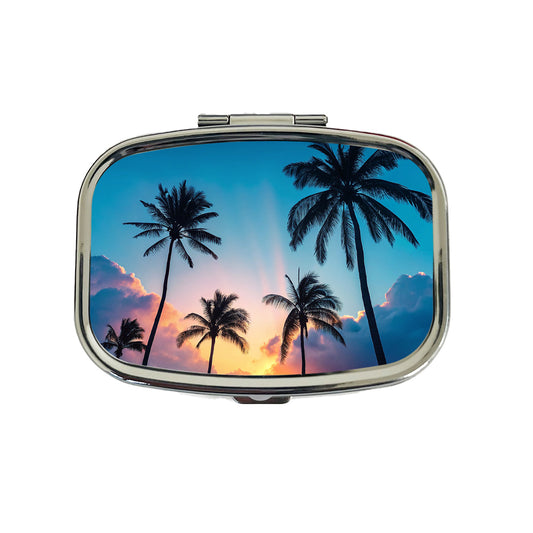 Silhouetted Palm Trees Beautiful Sky Travel Pill Box Case