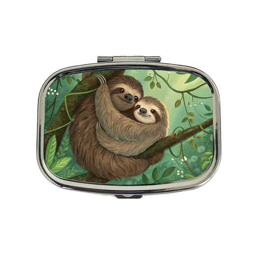 Sloths Hugging Love Travel Pill Box Case