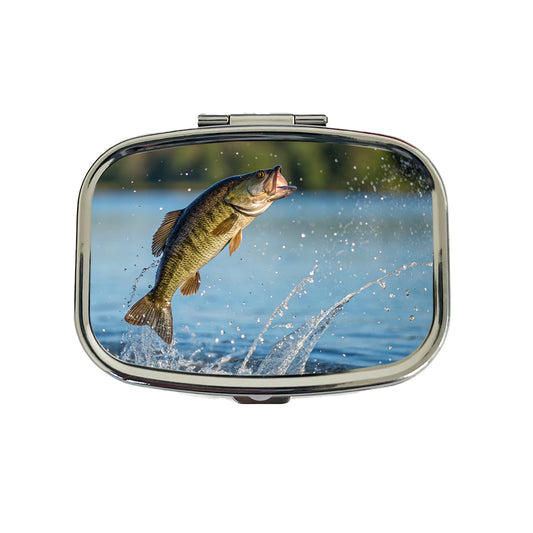 Smallmouth Bass Fish Jumping Fishing Travel Pill Box Case
