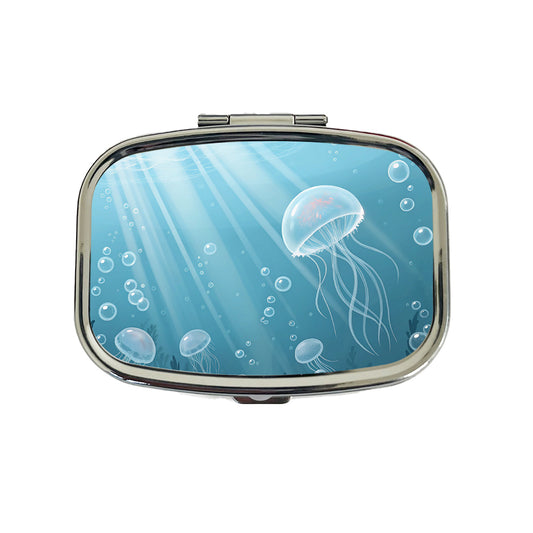 Soft Blue Tones Floating Jellyfish Bubbles Ocean Travel Pill Box Case