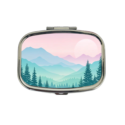 Soft Gradient Pastels Mountains Travel Pill Box Case