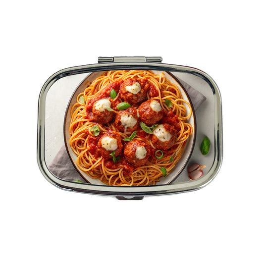 Spaghetti And Meatballs Top Down View Pasta Travel Pill Box Case
