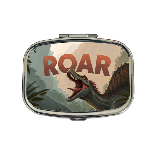 Spinosaurus Roar Bold Text Dinosaur Travel Pill Box Case