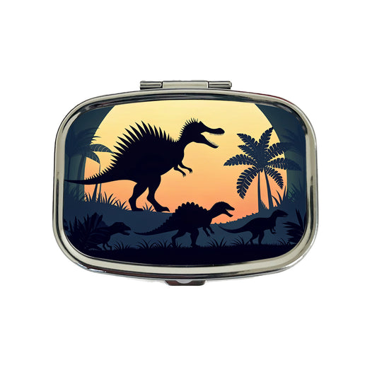 Spinosaurus Silhouettes Dinosaurs Travel Pill Box Case