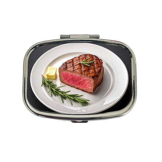 Steak Dinner On Plate Travel Pill Box Case