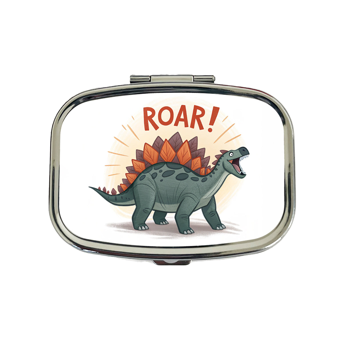 Stegosaurus Roar Text Dinosaur Fun Travel Pill Box Case