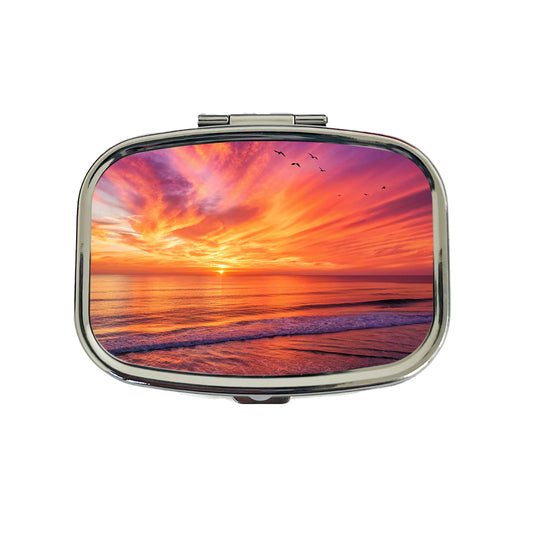 Sunrise Sunset Over The Ocean Beach Travel Pill Box Case