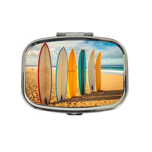 Surfboard Lineup On Beach Travel Pill Box Case