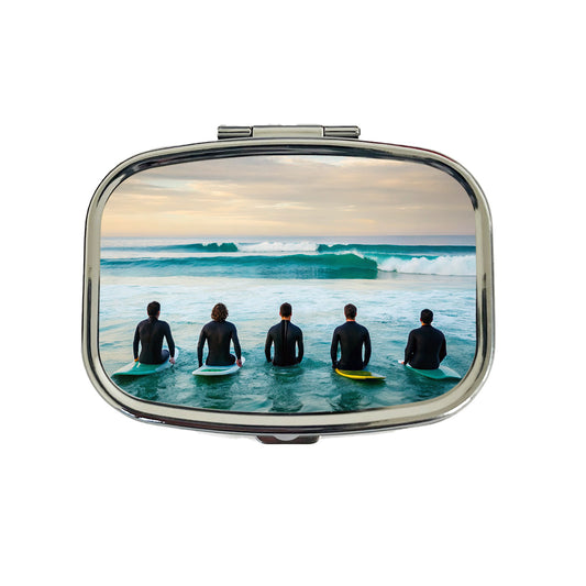 Surfing Surfers Surfboards Lineup Ocean Travel Pill Box Case