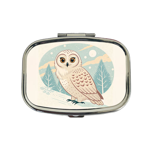 Sweet Snowy Owl Winter Travel Pill Box Case
