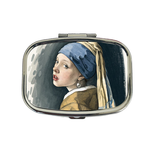 The Girl With A Pearl Earring By Johannes Vermeer Inspired Travel Pill Box Case