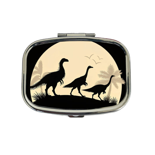 Therizinosaurus Silhouettes Dinosaurs Travel Pill Box Case