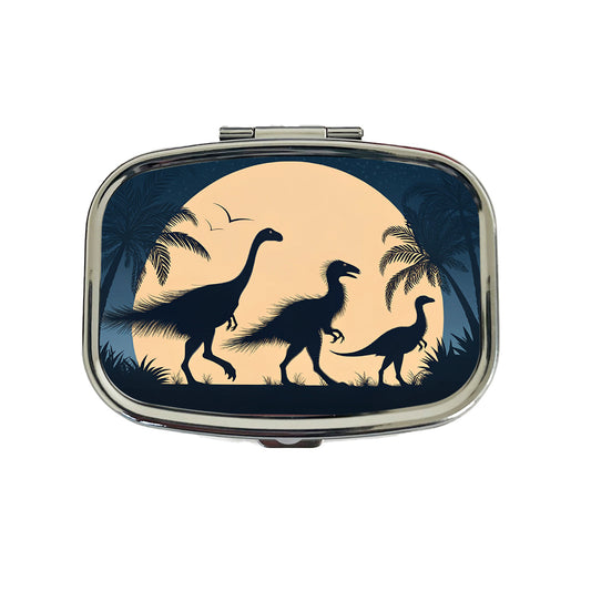 Therizinosaurus Silhouettes Night Dinosaurs Travel Pill Box Case
