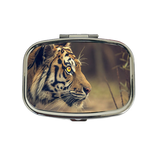 Tiger Eye Face Side View Travel Pill Box Case