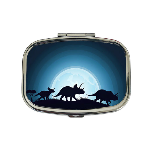 Triceratops Silhouettes Dinosaur Travel Pill Box Case