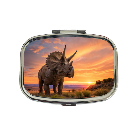 Triceratops Sunset Dinosaur Travel Pill Box Case