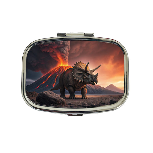 Triceratops Volcano Erupting Dinosaur Travel Pill Box Case