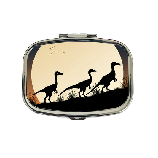 Troodon Silhouettes Dinosaurs Travel Pill Box Case
