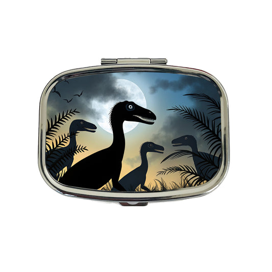 Troodon Silhouettes Night Dinosaurs Travel Pill Box Case