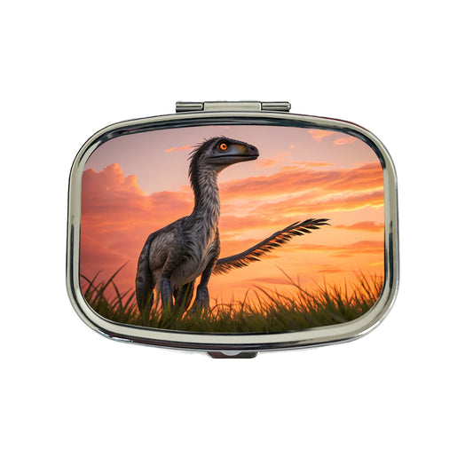 Troodon Sunset Sunrise Dinosaur Travel Pill Box Case