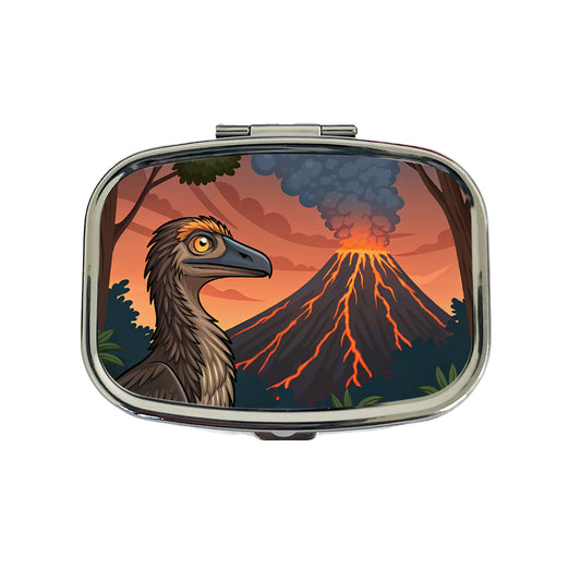 Troodon Volcano Dinosaur Travel Pill Box Case