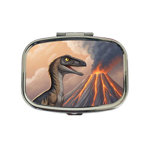 Troodon Volcano Erupting Dinosaur Travel Pill Box Case