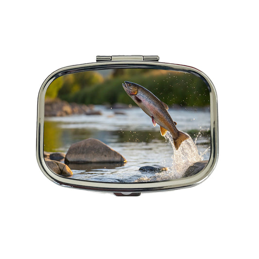 Trout Fish Jumping Fishing Travel Pill Box Case