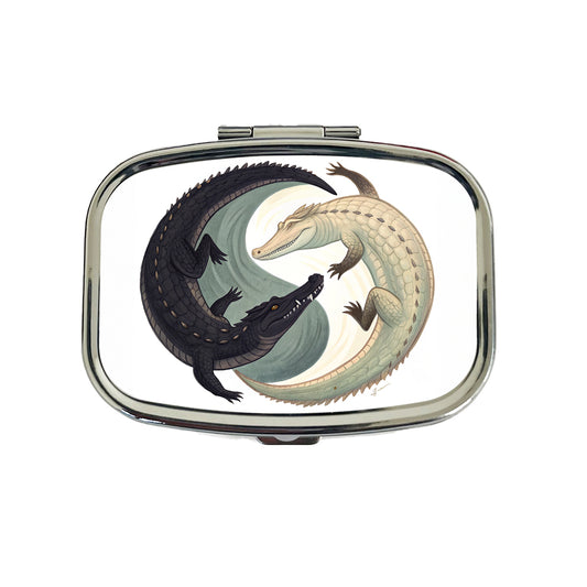 Two Alligators Yin Yang Travel Pill Box Case