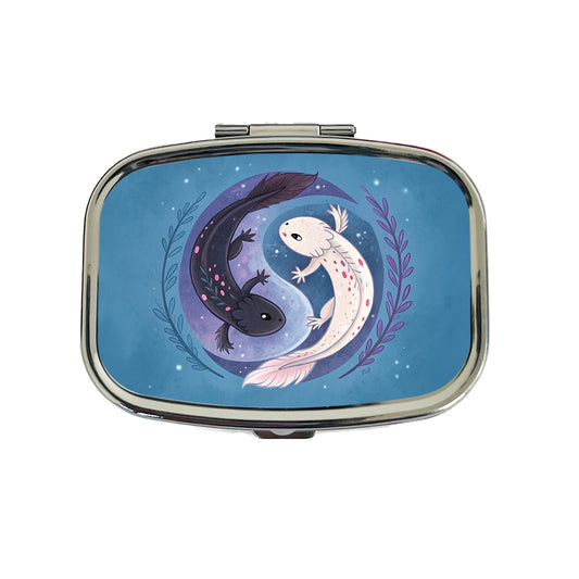 Two Axolotl Yin Yang Travel Pill Box Case