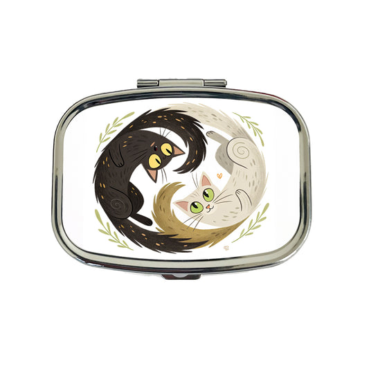 Two Cats Yin Yang Travel Pill Box Case