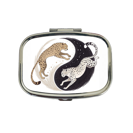 Two Cheetahs Yin Yang Travel Pill Box Case