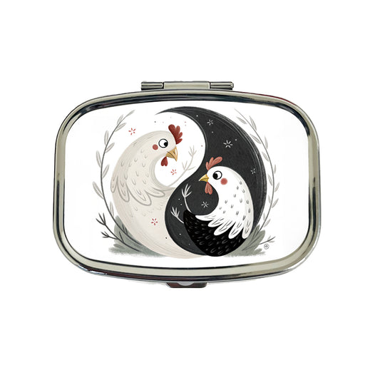 Two Chickens Yin Yang Travel Pill Box Case