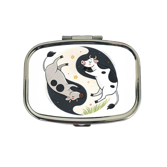Two Cows Yin Yang Travel Pill Box Case