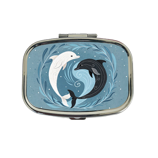 Two Dolphins Yin Yang Travel Pill Box Case