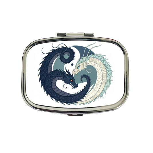 Two Dragons Yin Yang Travel Pill Box Case
