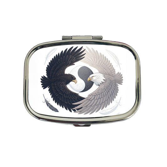 Two Eagles Yin Yang Dark Light Travel Pill Box Case