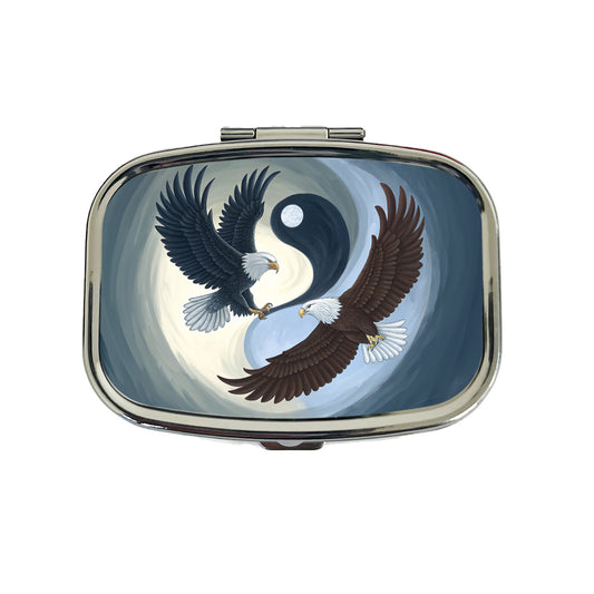 Two Eagles Yin Yang Travel Pill Box Case
