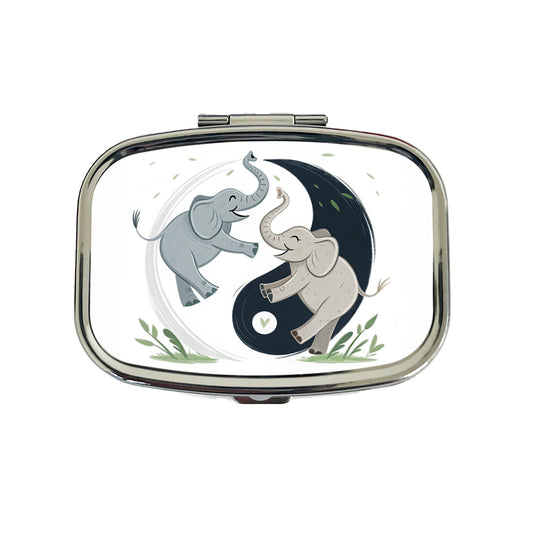 Two Elephants Yin Yang Cute Travel Pill Box Case