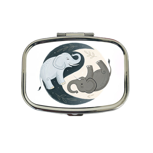 Two Elephants Yin Yang Travel Pill Box Case