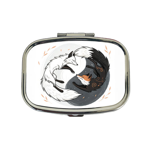Two Foxes Yin Yang Travel Pill Box Case