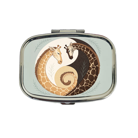 Two Giraffes Yin Yang Travel Pill Box Case