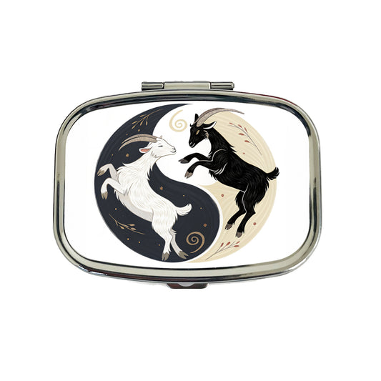Two Goats Yin Yang Travel Pill Box Case