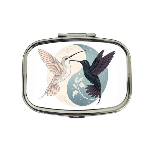 Two Hummingbirds Yin Yang Travel Pill Box Case